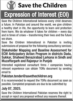 Save the Children Tender Notice